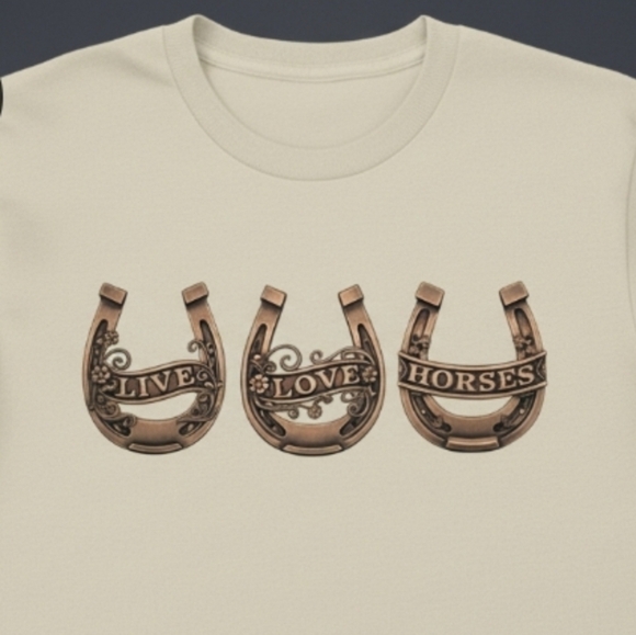 Live Love Horses Tee | Western Floral Horseshoe Shirt | Cowgirl Equestrian Shirt - Picture 13 of 16